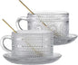 Gezzeny Coffee Mugs with Saucers and Spoons 2 Cups 2 Saucers