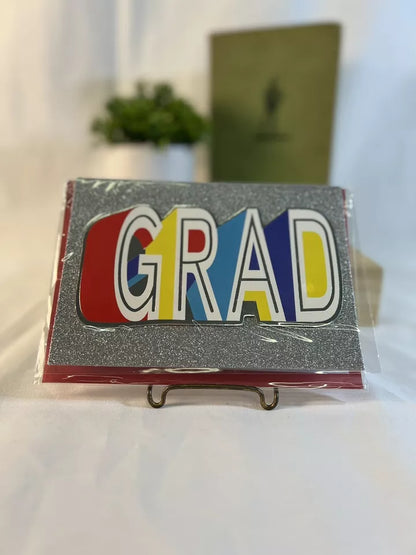 Graduation Greeting Card  Congrats Vibrant Colors Glitter Accent Any Graduate