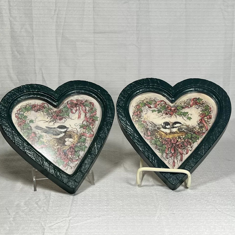 Home Interiors And Gifts Bird Heart Shaped Wall Plaques