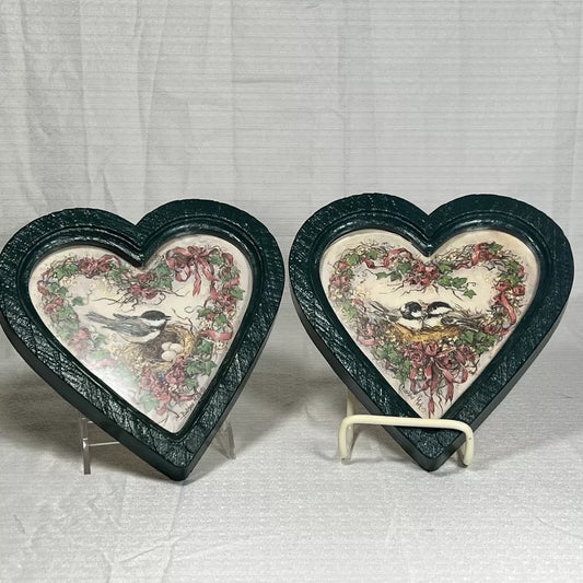 Home Interiors And Gifts Bird Heart Shaped Wall Plaques