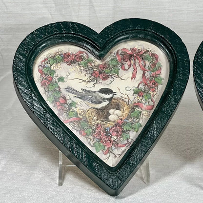 Home Interiors And Gifts Bird Heart Shaped Wall Plaques