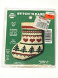 Stitch 'n Hang Counted Cross Stitch Kit - Knitted Sock Mini Stocking - Fair Isle - #74 - Complete Kit - Vintage - NMI - Needle Magic Inc