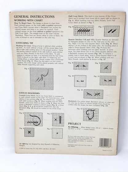 An Offering Leaflet 583 - By Judy Buswell - Leisure Arts - 1987 Vintage Cross Stitch Leaflet - VTG X-Stitch Patterns - xstitch boolets