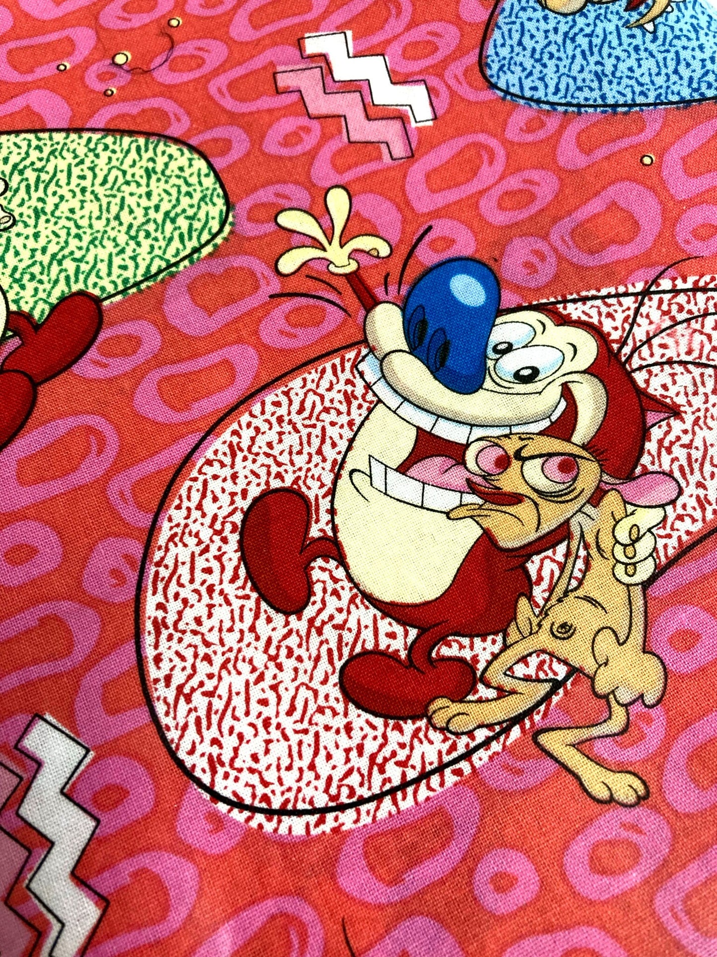 Ren and Stimpy 100% Cotton Fabric - Personal Craft Supply Destash - 1 yard - 90s cartoons - nostalgia - fabric for quilts, pillowcases