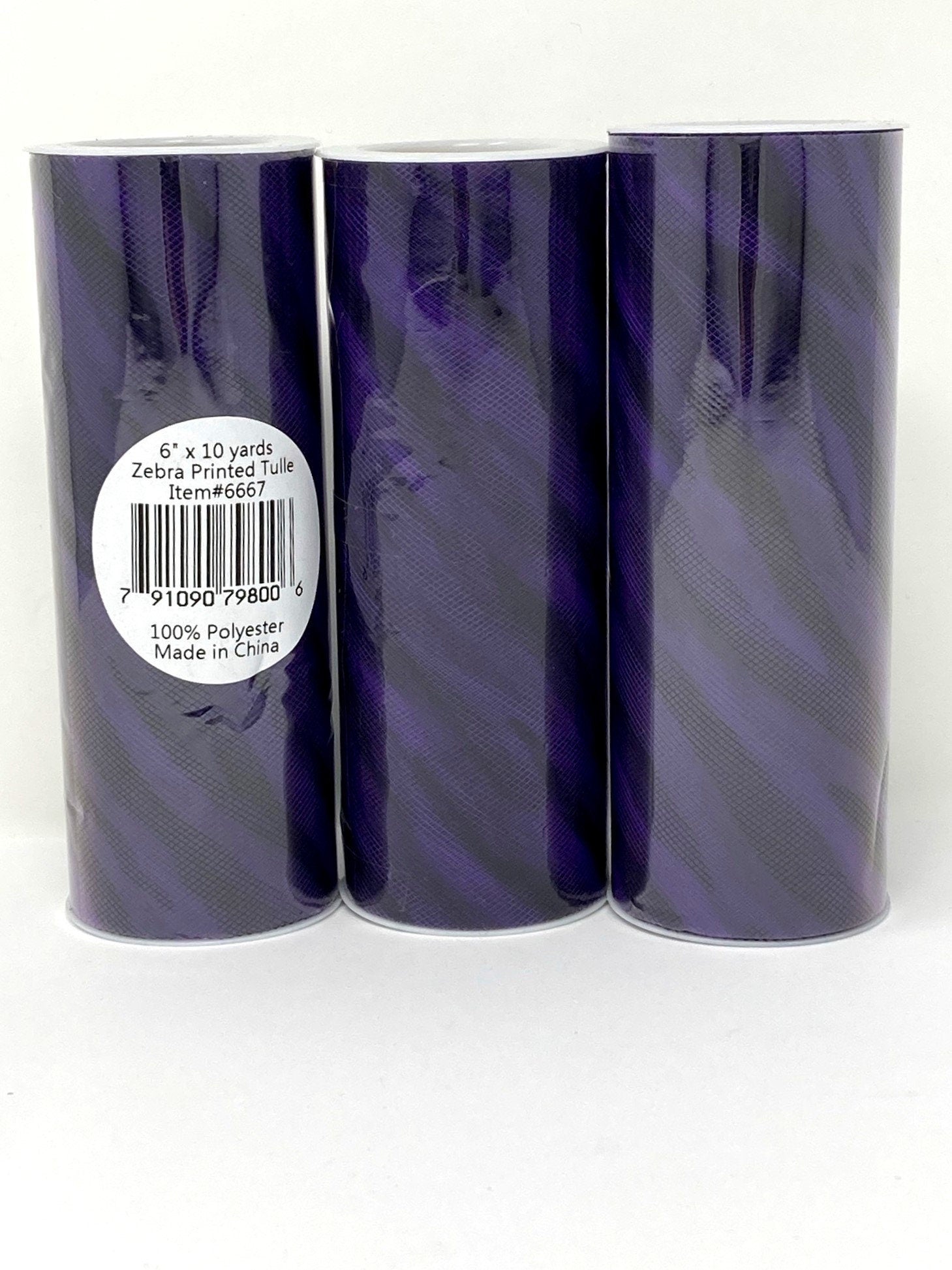 Destash - Three 10 yard tulle rolls - Zebra Tulle, Green, Blue or Purple - full rolls, unused - tutu and hair bow making - dress making punk