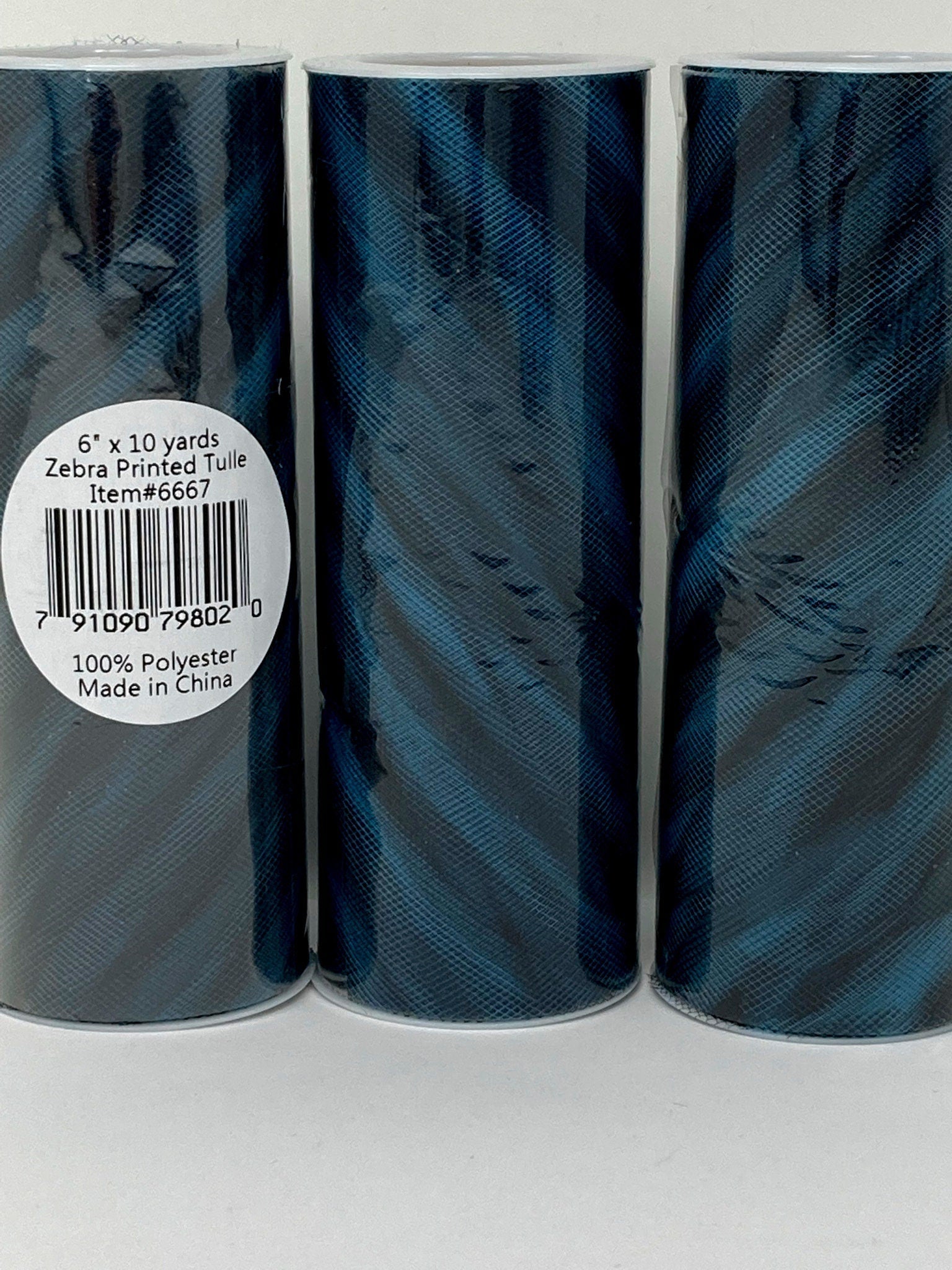 Destash - Three 10 yard tulle rolls - Zebra Tulle, Green, Blue or Purple - full rolls, unused - tutu and hair bow making - dress making punk