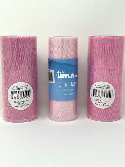 Destash - Glitter Tulle, Two 25 Yard Rolls and One 10 Yard roll - full rolls, unused - tutu and hair bow making - dress making - sparkle