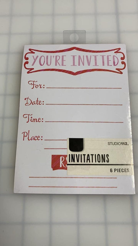 Studio112 Invitations - 6 Pieces - You're Invited - Pink and Red - K&Company - 2015 - Warm Party Invitations - Valentine's Day, Birthday