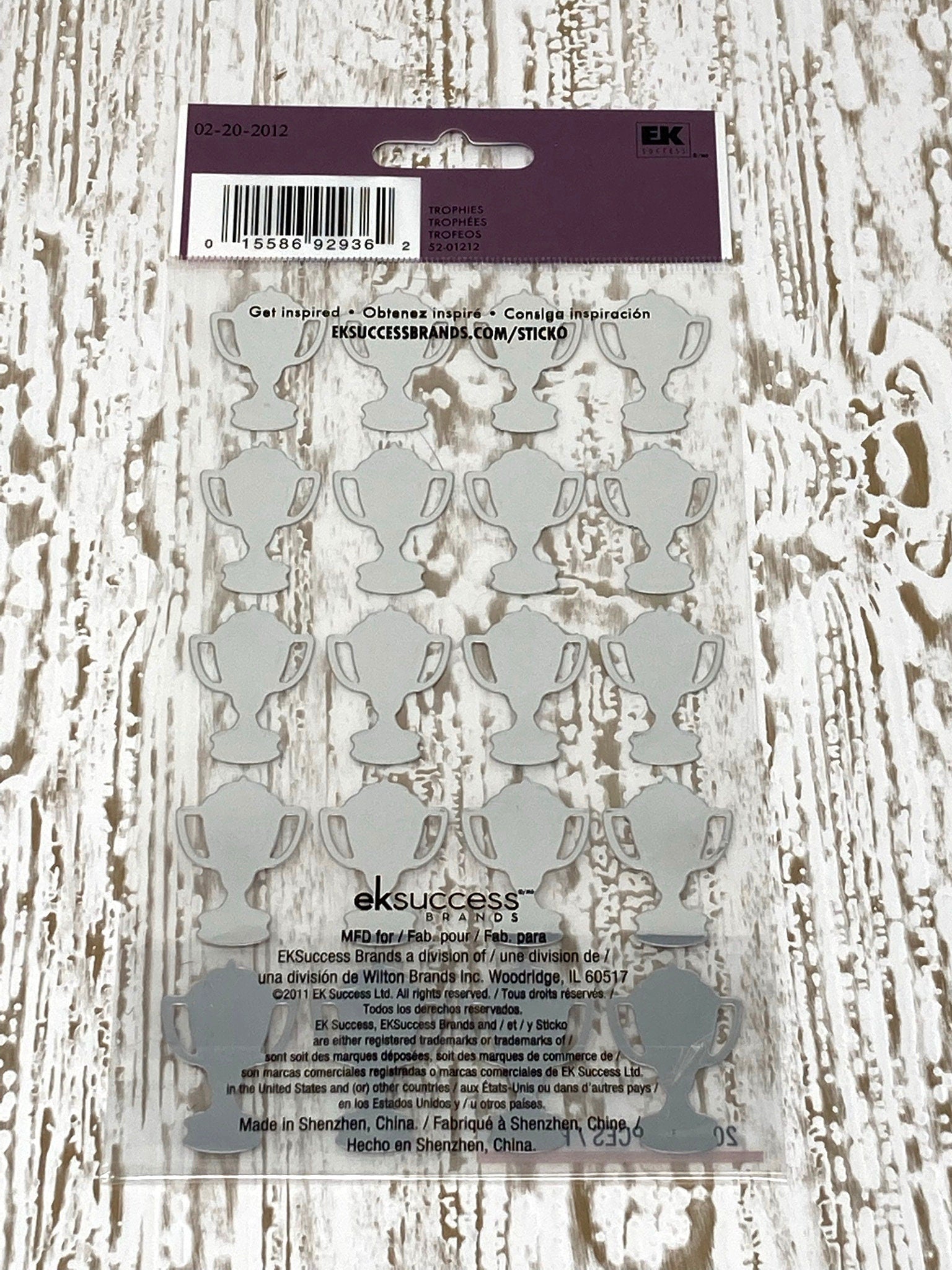Sticko EK Success Trophies Stickers - #1 Awards, trophies, 20 stickers - Scrapbooking, card making, class awards, class prizes - holo shiny