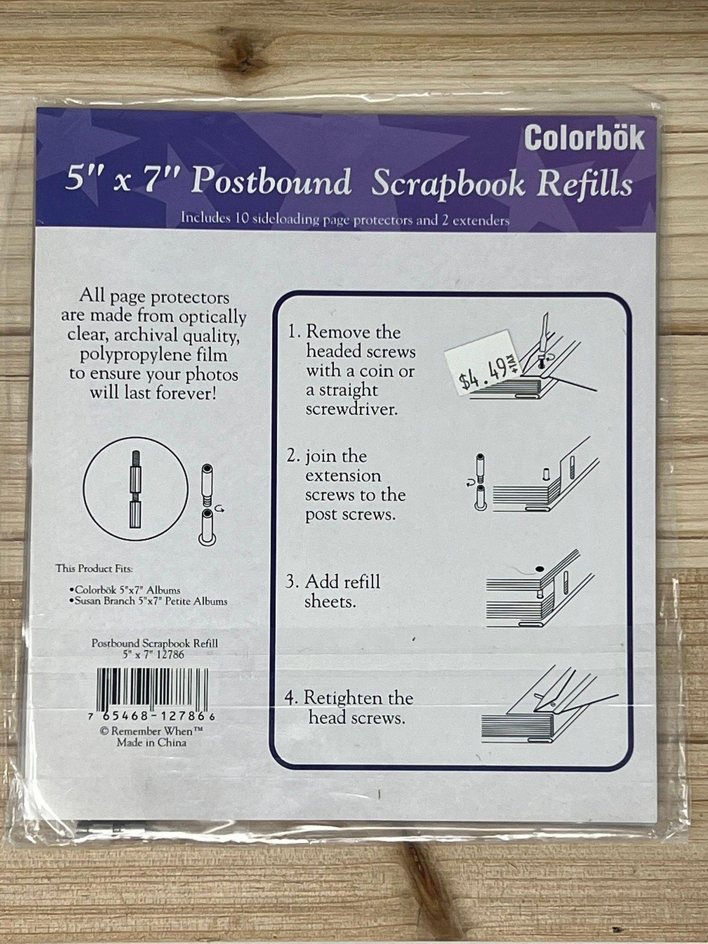 Colorbok Lot - 5"x7" Postbound Scrapbook Refills - Includes 10 Sideloading Protectors and 2 Extenders - 2 GRRRLS Jumbo Stickers Faces