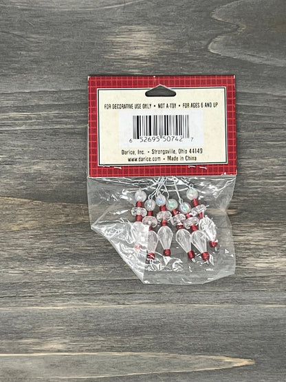 Darice Holiday Trimmings - 1.25"L Bead Tear Drop Ornaments with Hangers - 6 pieces - for small trees, garland, wreaths - craft supplies