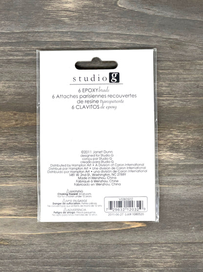 Studio G - 6 Epoxy Brads - 2011 Janet Dunn designed for Studio G - Halloween Prints - Skulls and Bats, Purple and Green, stripes, floral
