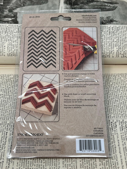 Inkadinkado Unmounted Stamps - Trim to fit mounting block - New, unused - 2016 Dimensions - Chevron - 60-70002 - unmounted rubber stamps