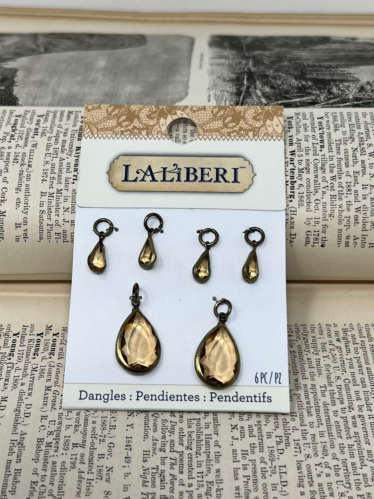 Laliberi Dangles - 6 Pieces - EK Success Brands - 2014 - 56-14327 Dangles Purple Teardrops OR 56-14365 Dangles Gold Teardrops - charms, DIY