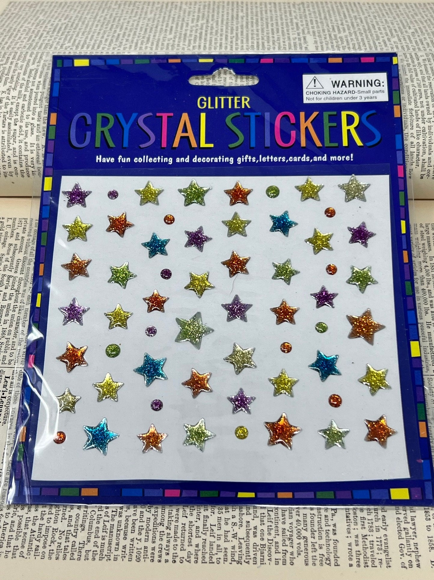 Glitter Crystal Stickers - 1 Sheet - 58 stickers - Glitter Stars - Celestial - Teacher Rewards - Scrapbooking - Junk journaling - planners