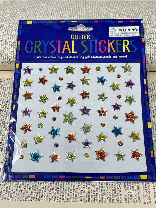 Glitter Crystal Stickers - 1 Sheet - 58 stickers - Glitter Stars - Celestial - Teacher Rewards - Scrapbooking - Junk journaling - planners