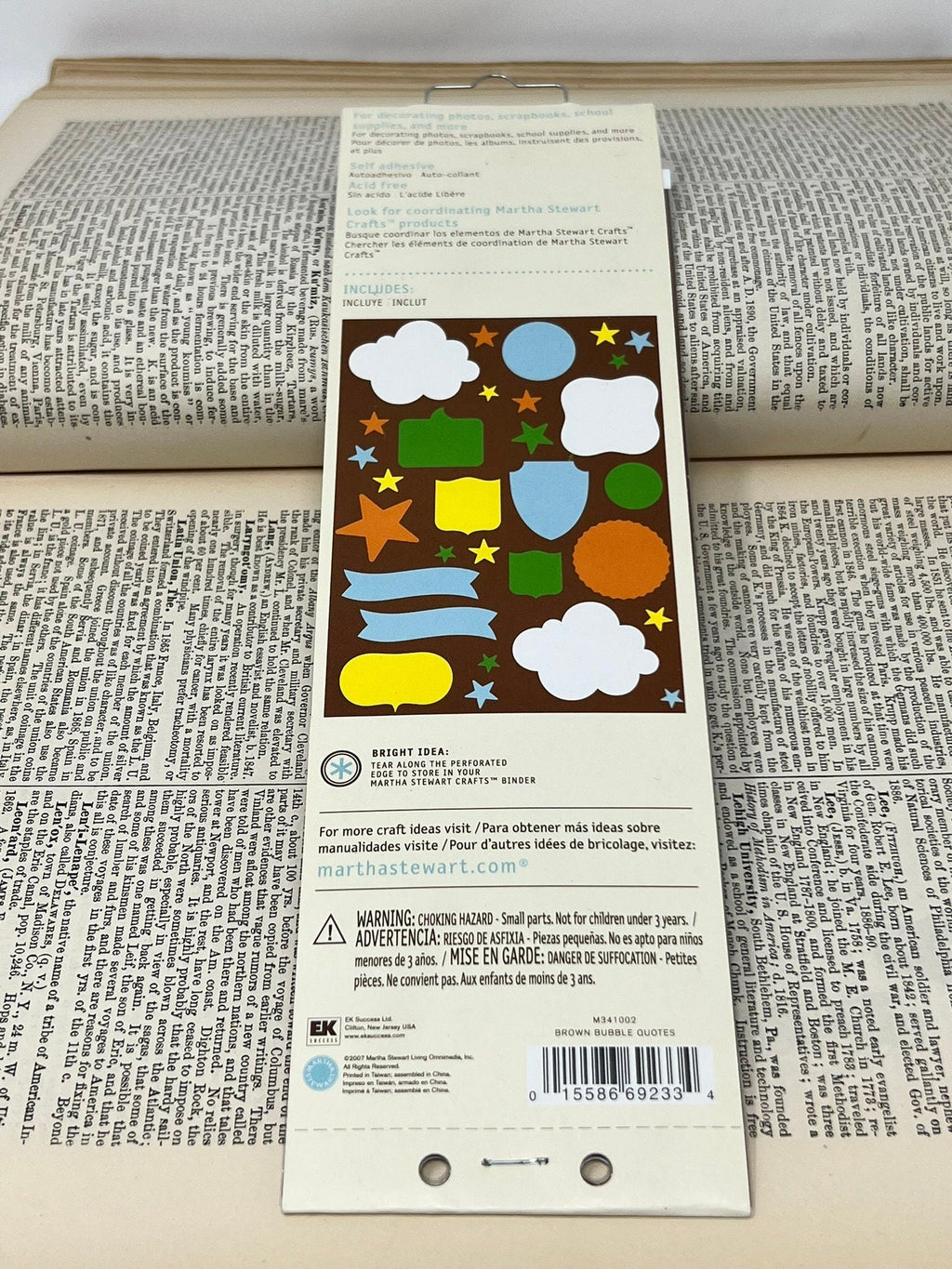 Martha Stewart Crafts Stickers - 2 Sheet - 30 stickers - Brown Bubble Quotes - For decorating photos, scrapbooks, school supplies, and more