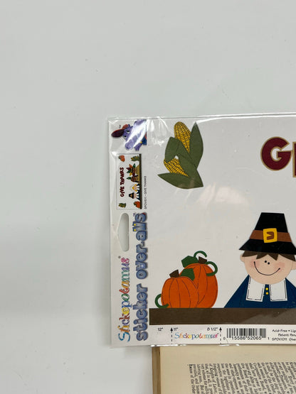 Stickopotamus Sticker Over-alls - Give Thanks - Scrapbooking, journaling, planners - Thanksgiving, fall, autumn - Brenda Birrell, Pebbles