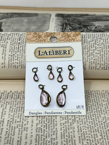 Laliberi Dangles - 6 Pieces - EK Success Brands - 2014 - 56-14327 Dangles Purple Teardrops OR 56-14365 Dangles Gold Teardrops - charms, DIY