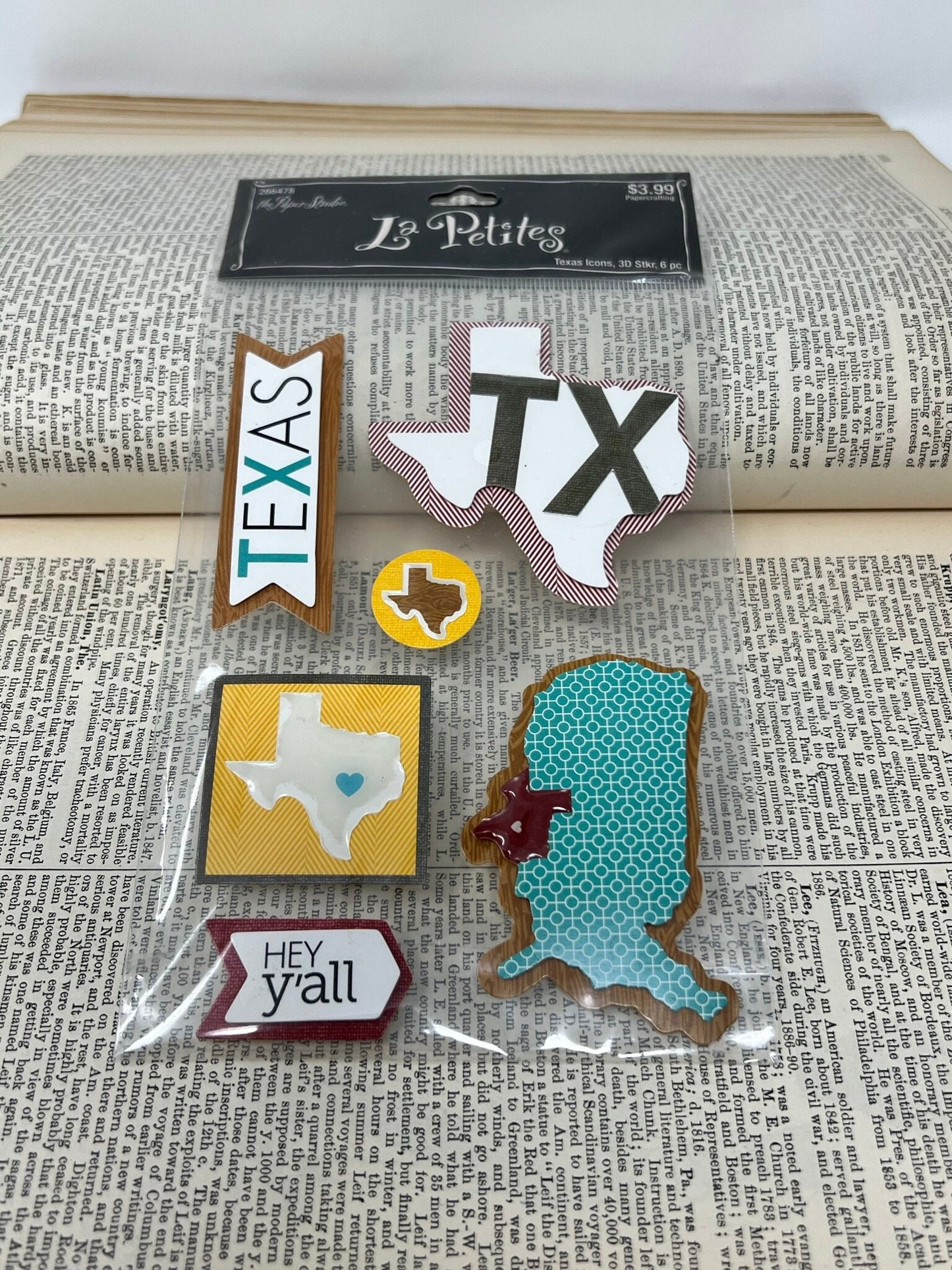 The Paper Studio - La Petites - Texas Icons - 3D Stickers - Texas - TX - Hey y'all - chipboard and epoxy - scrapbooking, journaling, planner