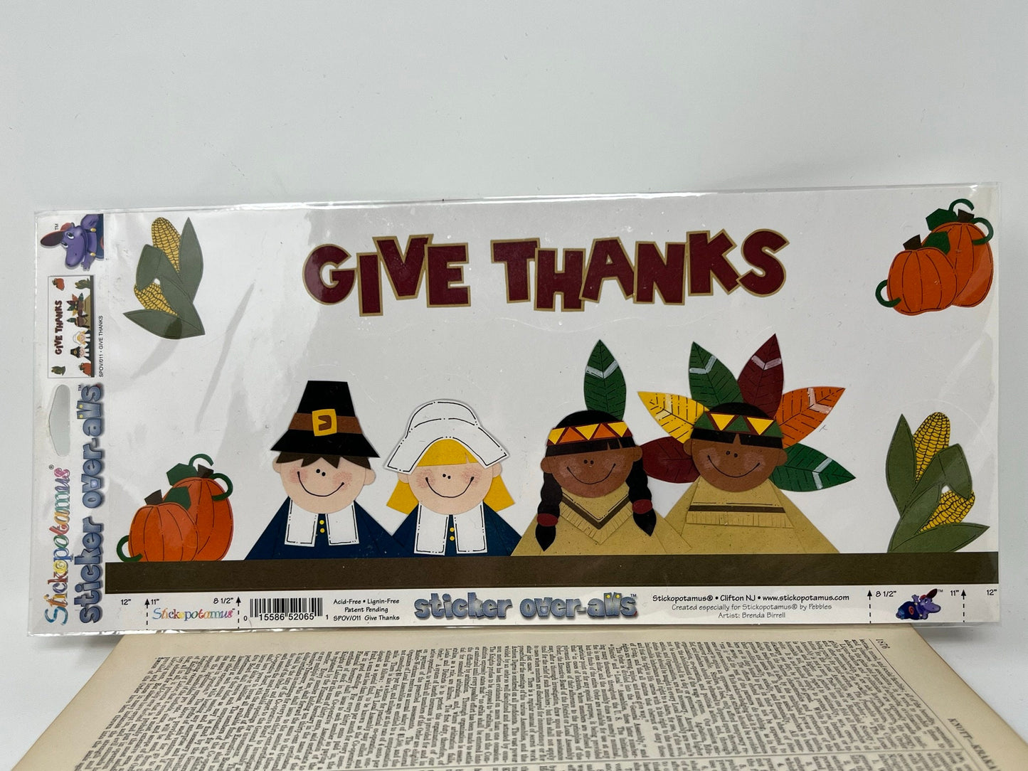 Stickopotamus Sticker Over-alls - Give Thanks - Scrapbooking, journaling, planners - Thanksgiving, fall, autumn - Brenda Birrell, Pebbles