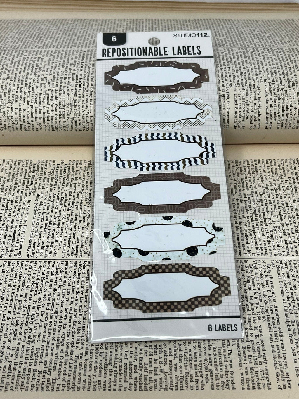 Studio 112 - 6 Labels - Neutral Party Repositionable Labels - K&Company - Scrapbooking, school supplies, canning, organization, journaling