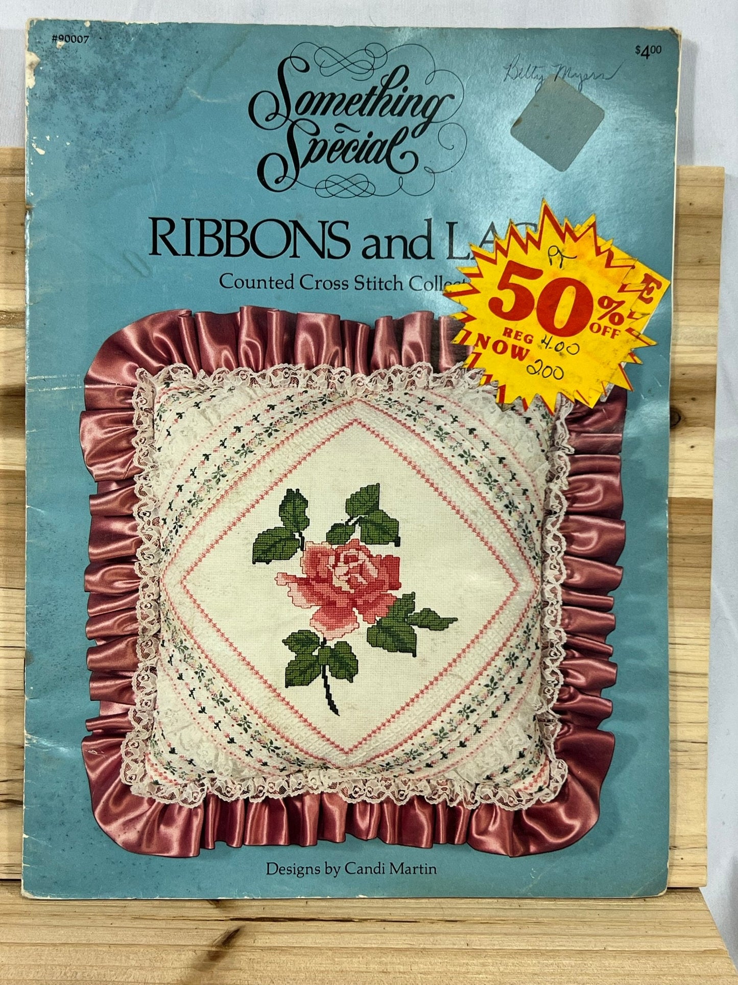 Something Special Ribbons and Lace Counted Cross Stitch Collection - Designs by Candi Martin - 1983 - Water Damage, all pages intact