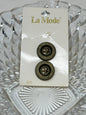 Button Pack #17 - Tan Wood, Vintage Buttons - 4 Holes - 2 Buttons - La Mode - #3145 size 19mm - 3/4" - Vintage - On card, missing one button