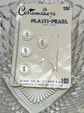 Button Pack #19 - White Vintage Buttons - 2 Holes - 4 Buttons - Costumakers Plasti-Pearl - 4800 size 20 1/2" -  On card, missing 4 buttons
