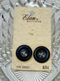 Button Pack #38 - Navy Blue Vintage Buttons - 4 Holes - 2 Buttons - Elan Buttons - HK 689D size 32 3/4" -  On cards, one missing