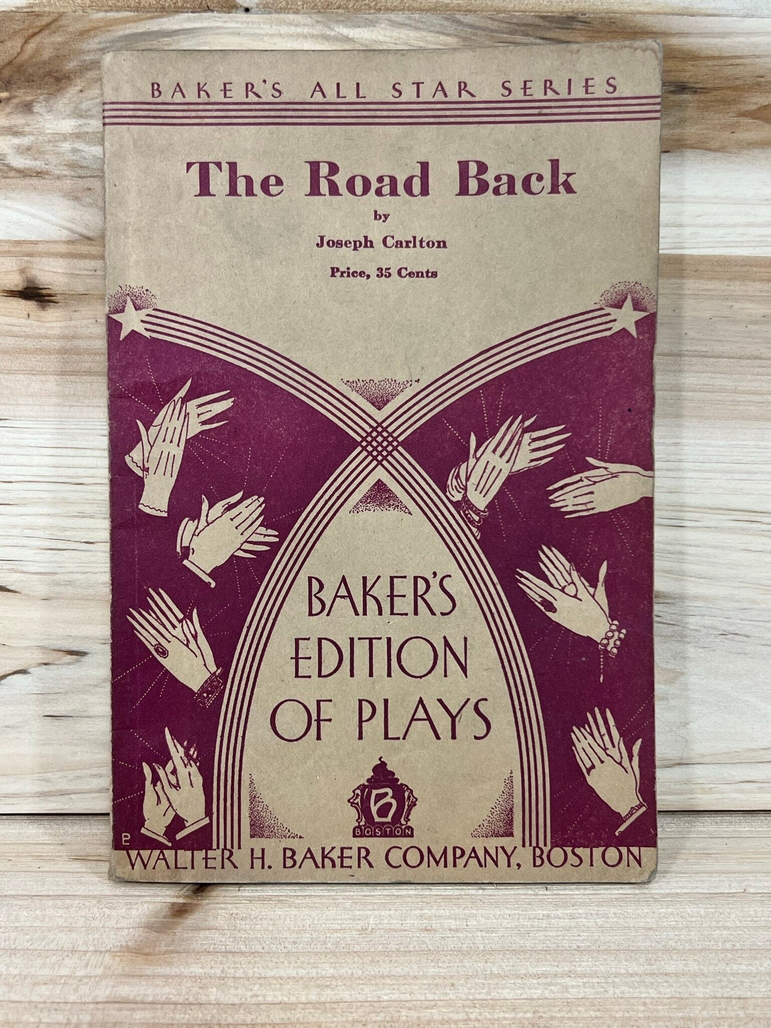 Baker's All Star Series The Road Back by Joseph Carlton play book - script - Baker's Edition of Plays - 1928 - Signed by cast