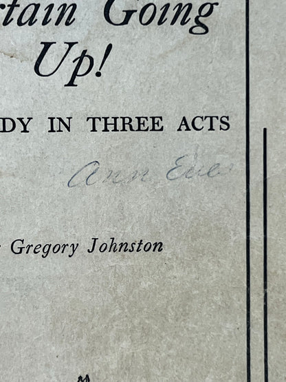 Curtain Going Up! A Comedy in Three Acts by Gregory Johnston - Samuel French - 1952 - and a play program for a 1961 performance