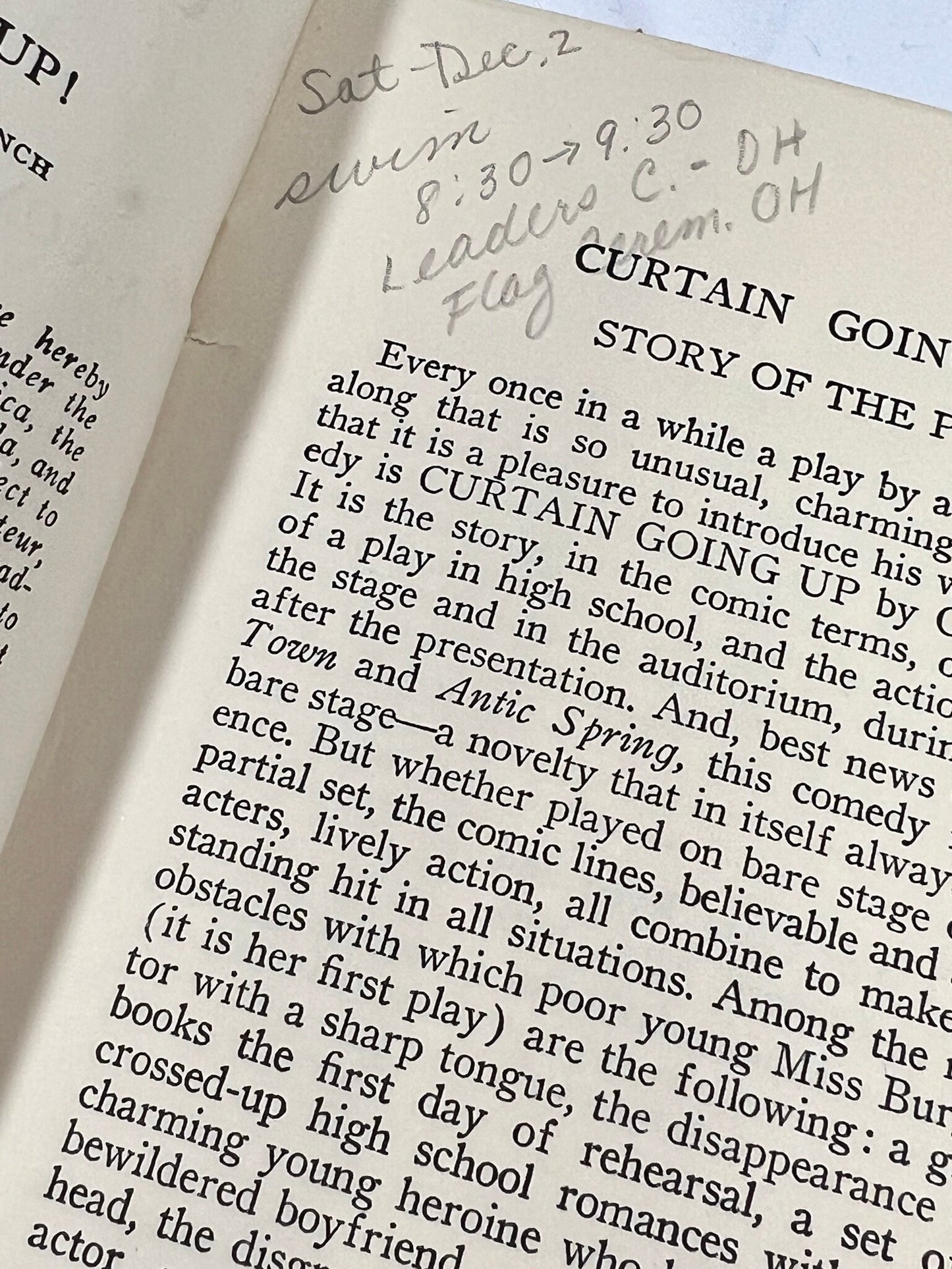Curtain Going Up! A Comedy in Three Acts by Gregory Johnston - Samuel French - 1952 - and a play program for a 1961 performance