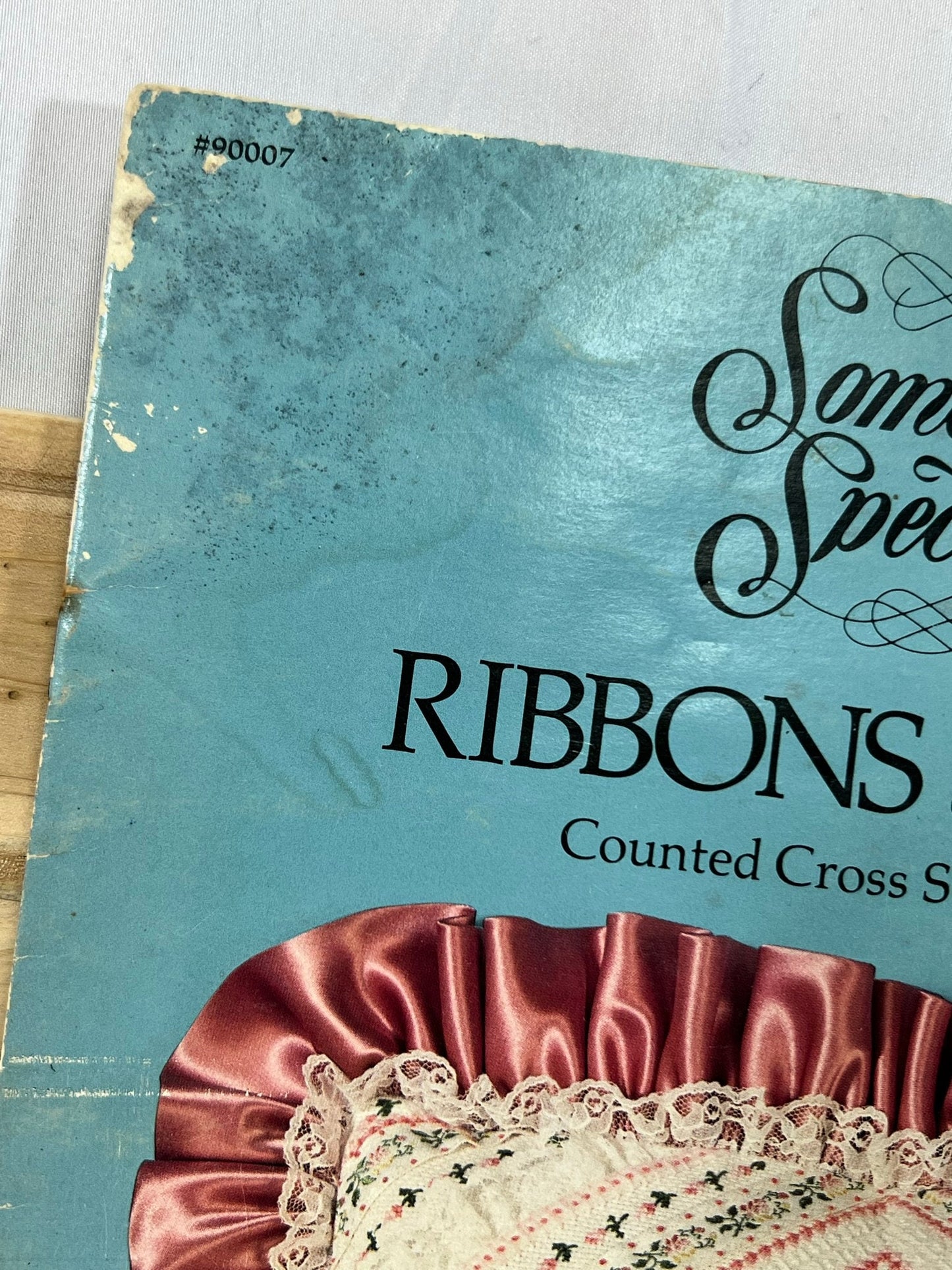 Something Special Ribbons and Lace Counted Cross Stitch Collection - Designs by Candi Martin - 1983 - Water Damage, all pages intact