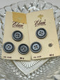 Button Pack #48 - Silver Vintage Buttons - 4 Holes - 5 Buttons - Elan Buttons - HK 659B Size 28 3/4" - On Cards, one missing