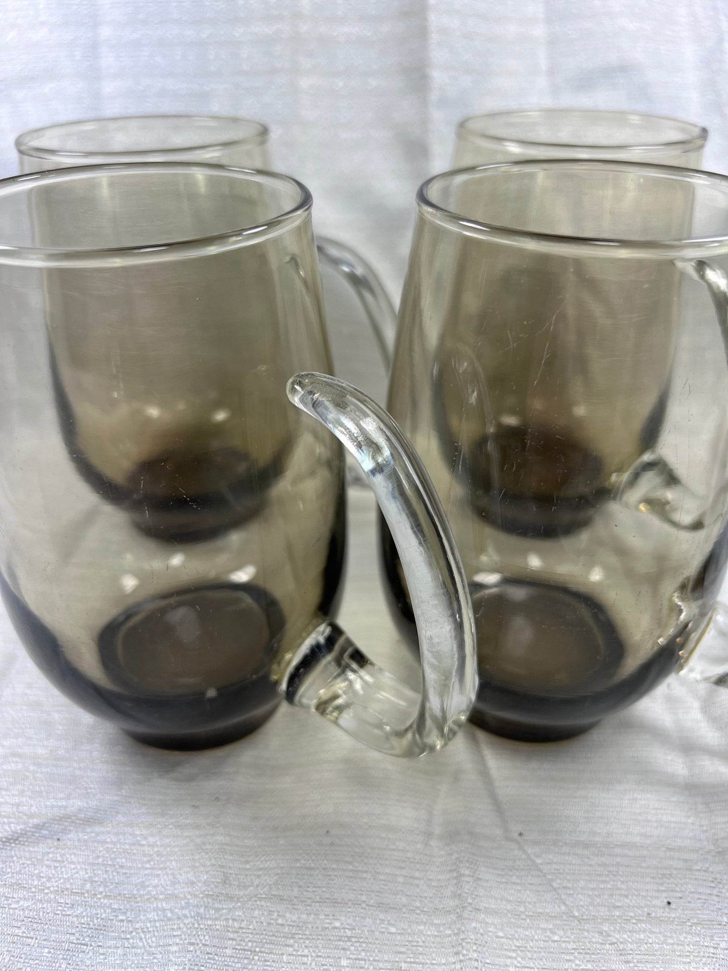 Vintage Libbey Tempo Glass Irish Coffee Mugs MCM Smokey Brown set of 4