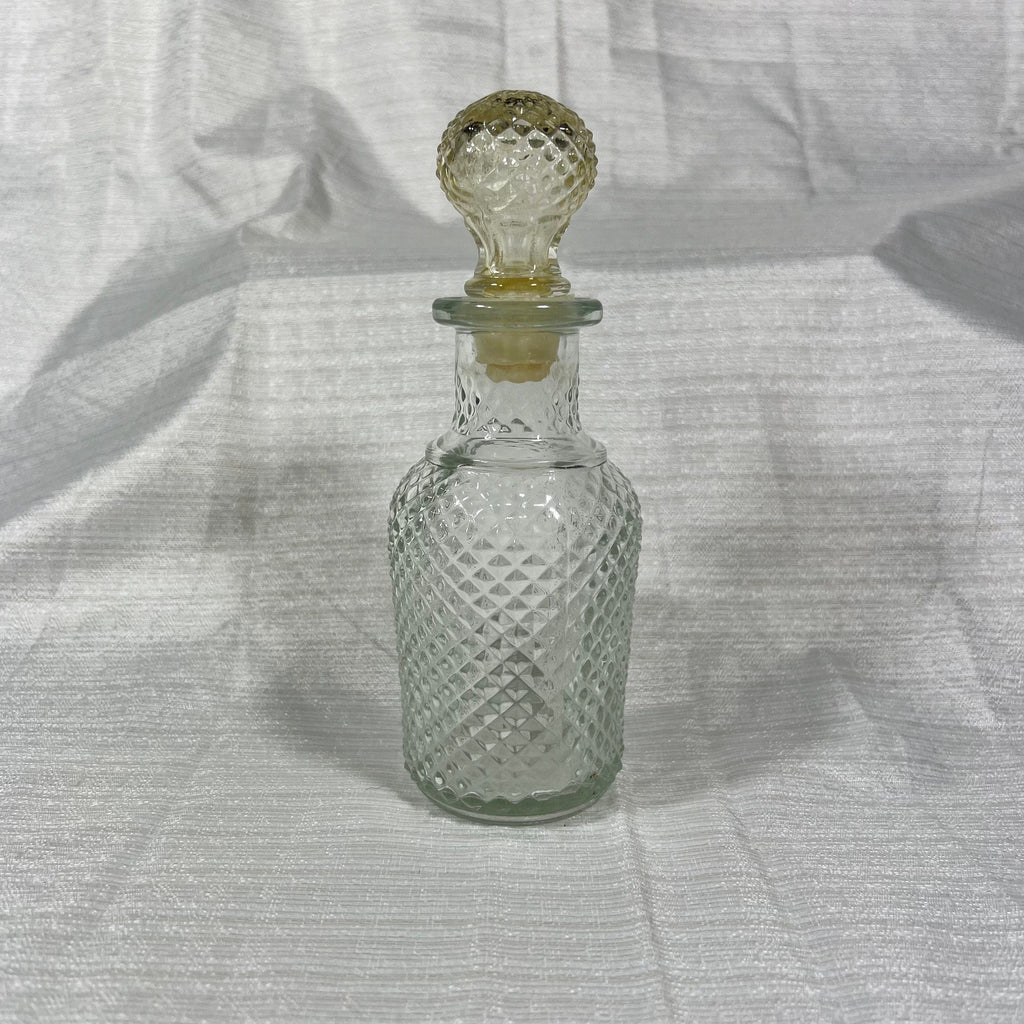 Avon Diamond Point Pattern Apothecary Decanter Clear Cut Glass Perfume Bottle