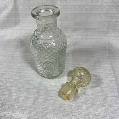 Avon Diamond Point Pattern Apothecary Decanter Clear Cut Glass Perfume Bottle
