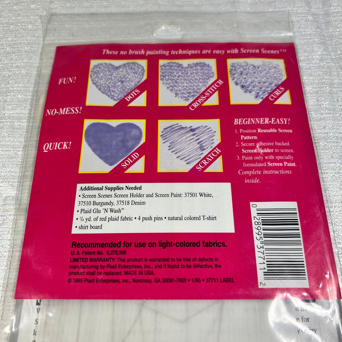 Screen Scenes Reusable Screen Pattern Stars and Stripes Hearts - 1995