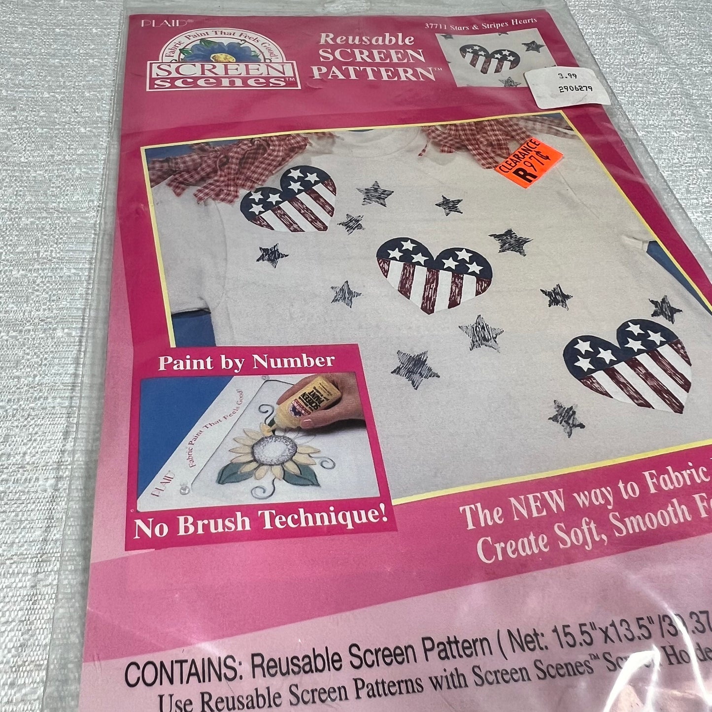 Screen Scenes Reusable Screen Pattern Stars and Stripes Hearts - 1995