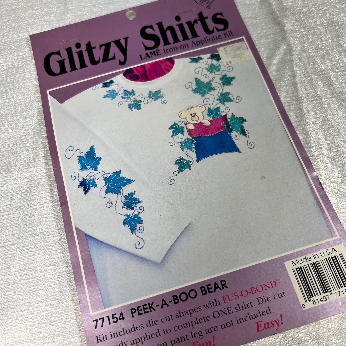 Glitzy Shirts Peek-a-Boo Bear Lamé Iron-on Appliqué