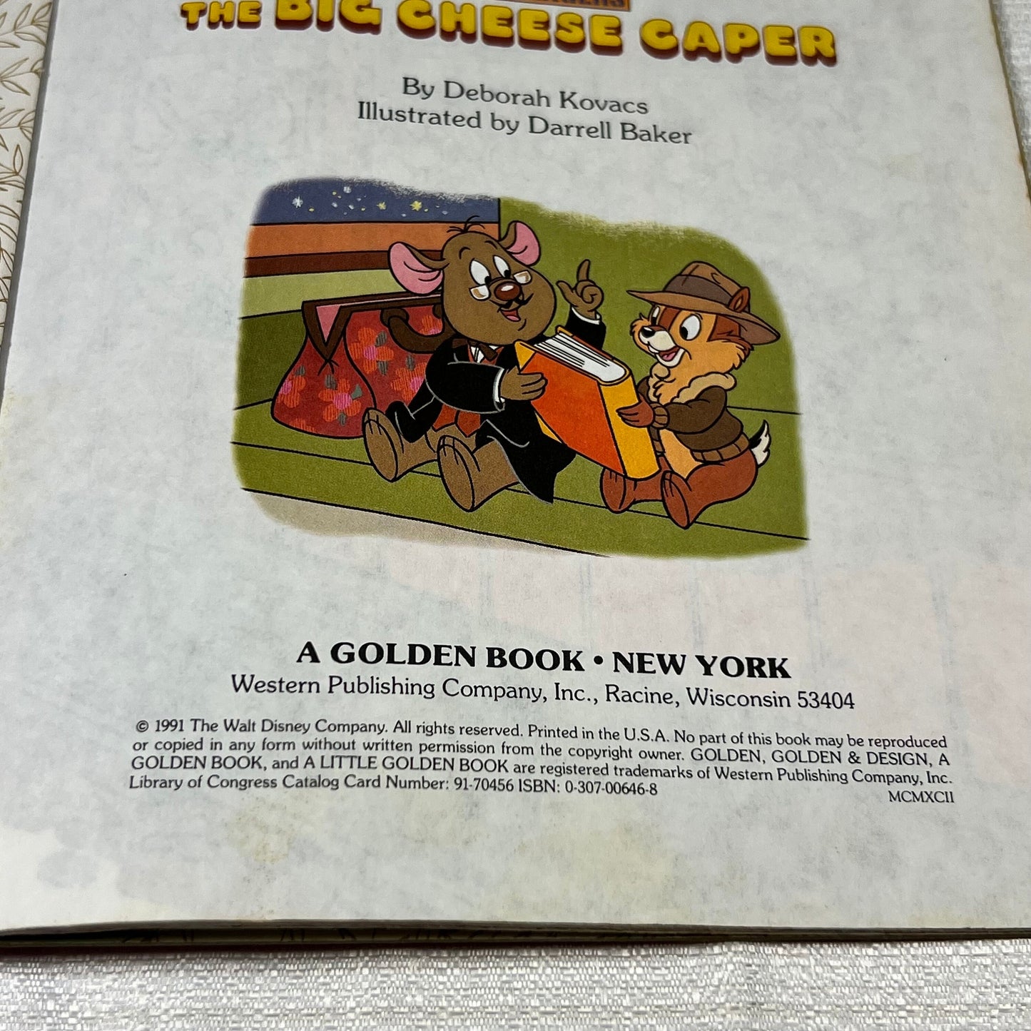 Vintage Little Golden Book Disney Chip 'N Dale Rescue Rangers Big Cheese Caper