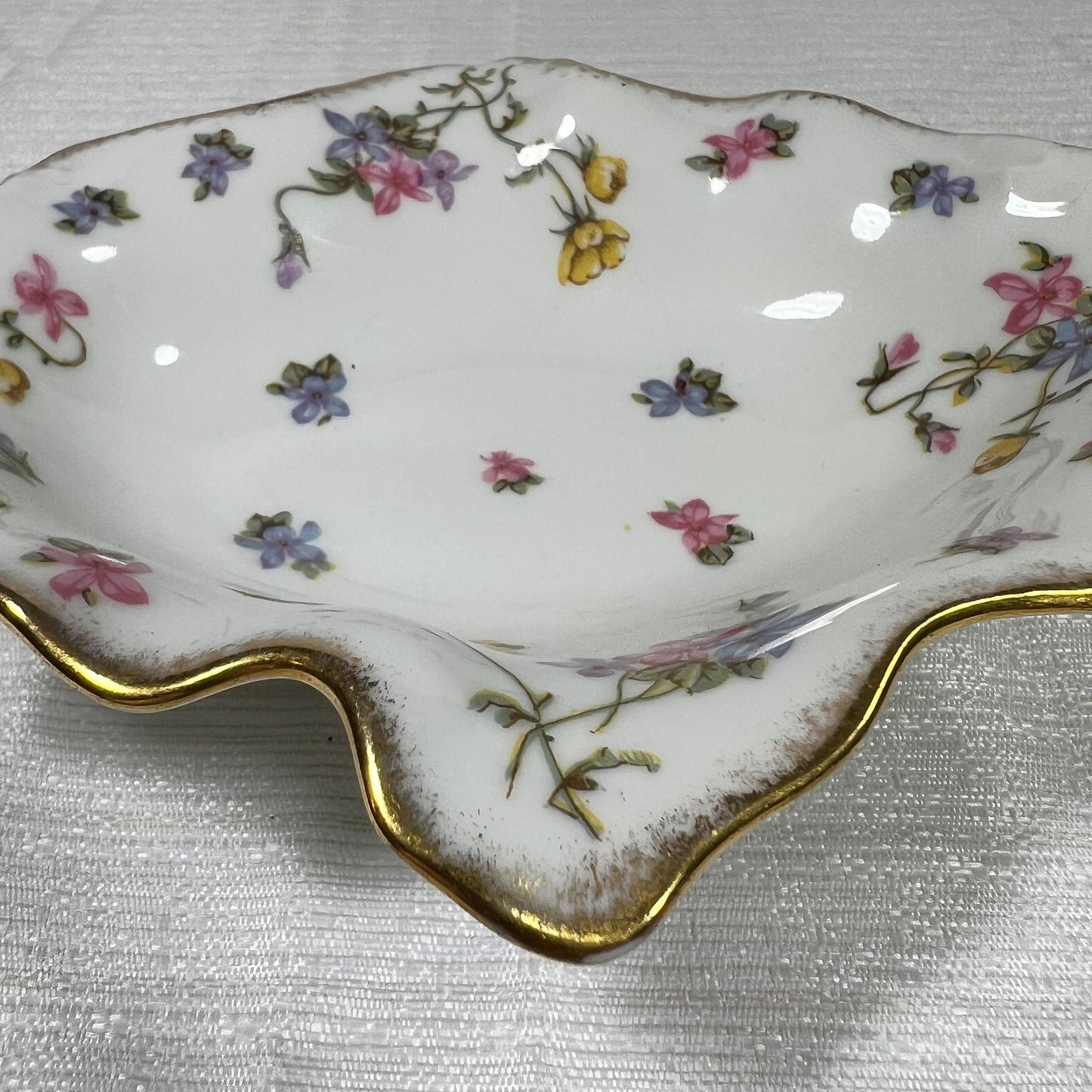 Limoges France Violet Pompadour Trinket Dish