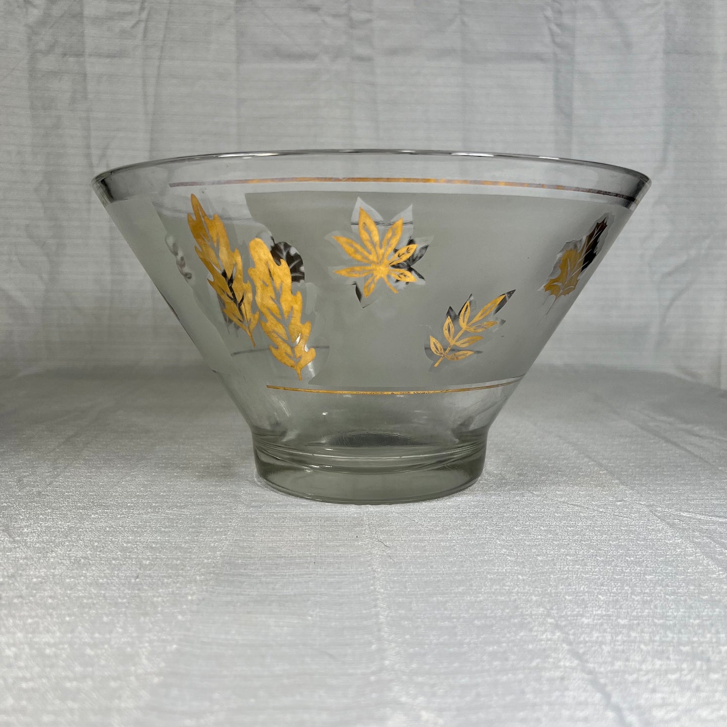 Libbey Frosted Golden Foliage Chip Bowl - vintage