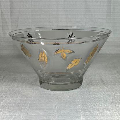 Libbey Frosted Golden Foliage Chip Bowl - vintage