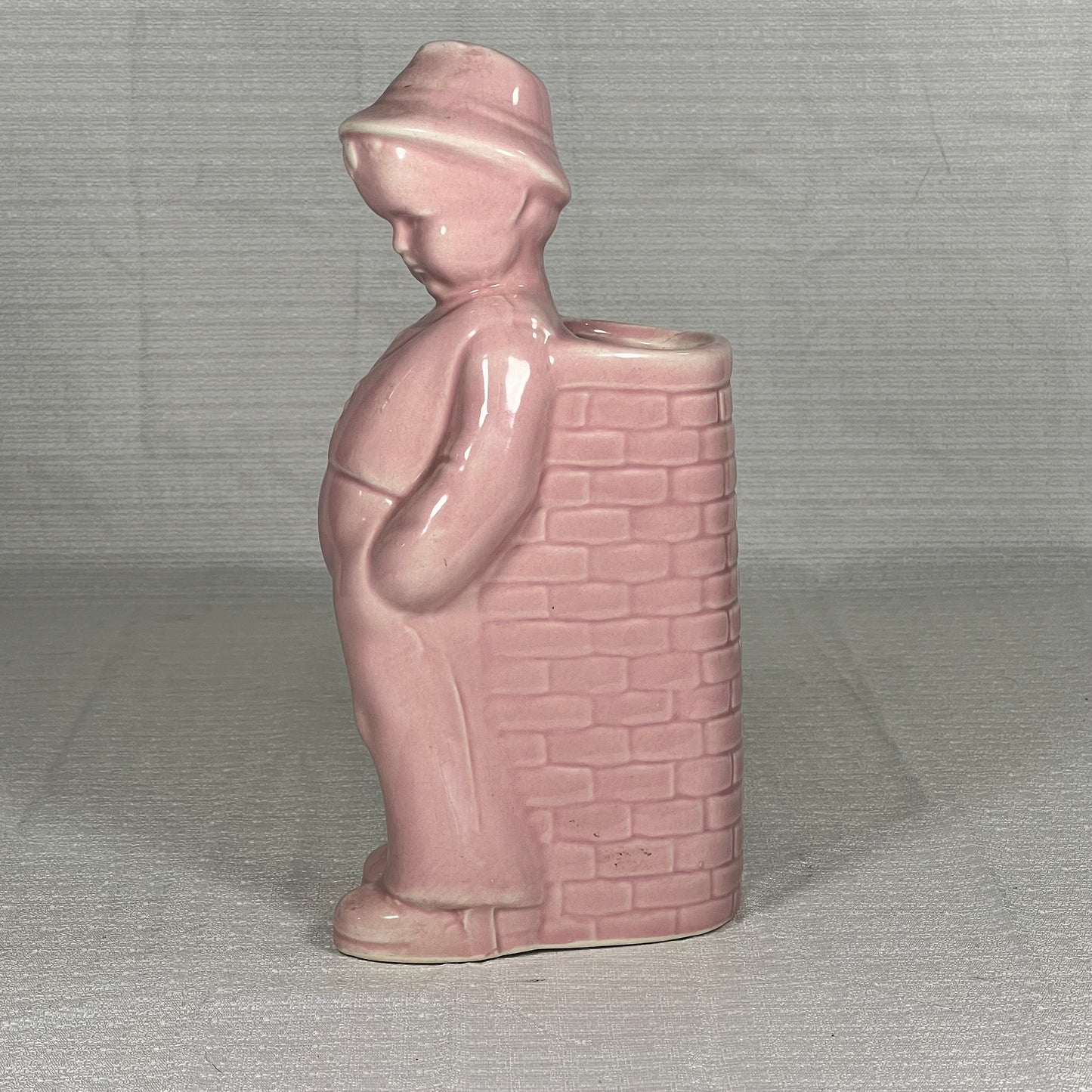 Vintage Cameron Clay Pink Dutch Boy Planter Vase