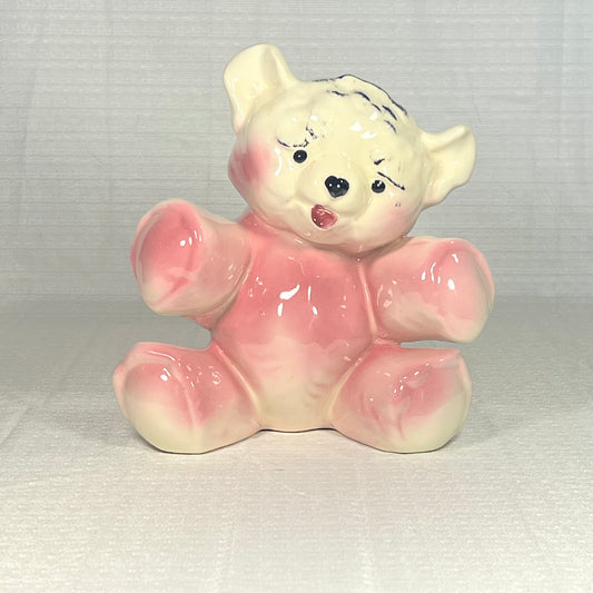 1950s Vintage Morton Pink Teddy Bear Ceramic Nightlight