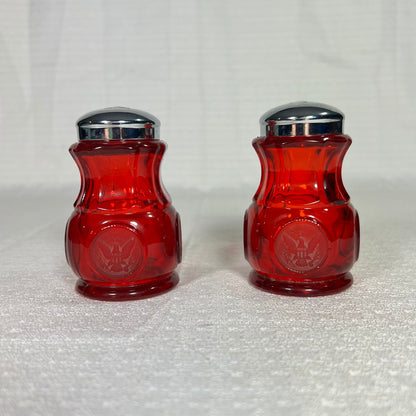 Ruby Coin Glass Salt and Pepper Shakers