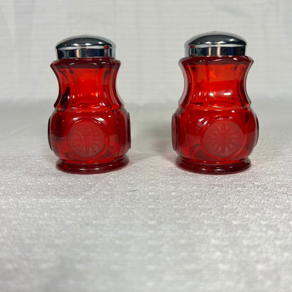 Ruby Coin Glass Salt and Pepper Shakers