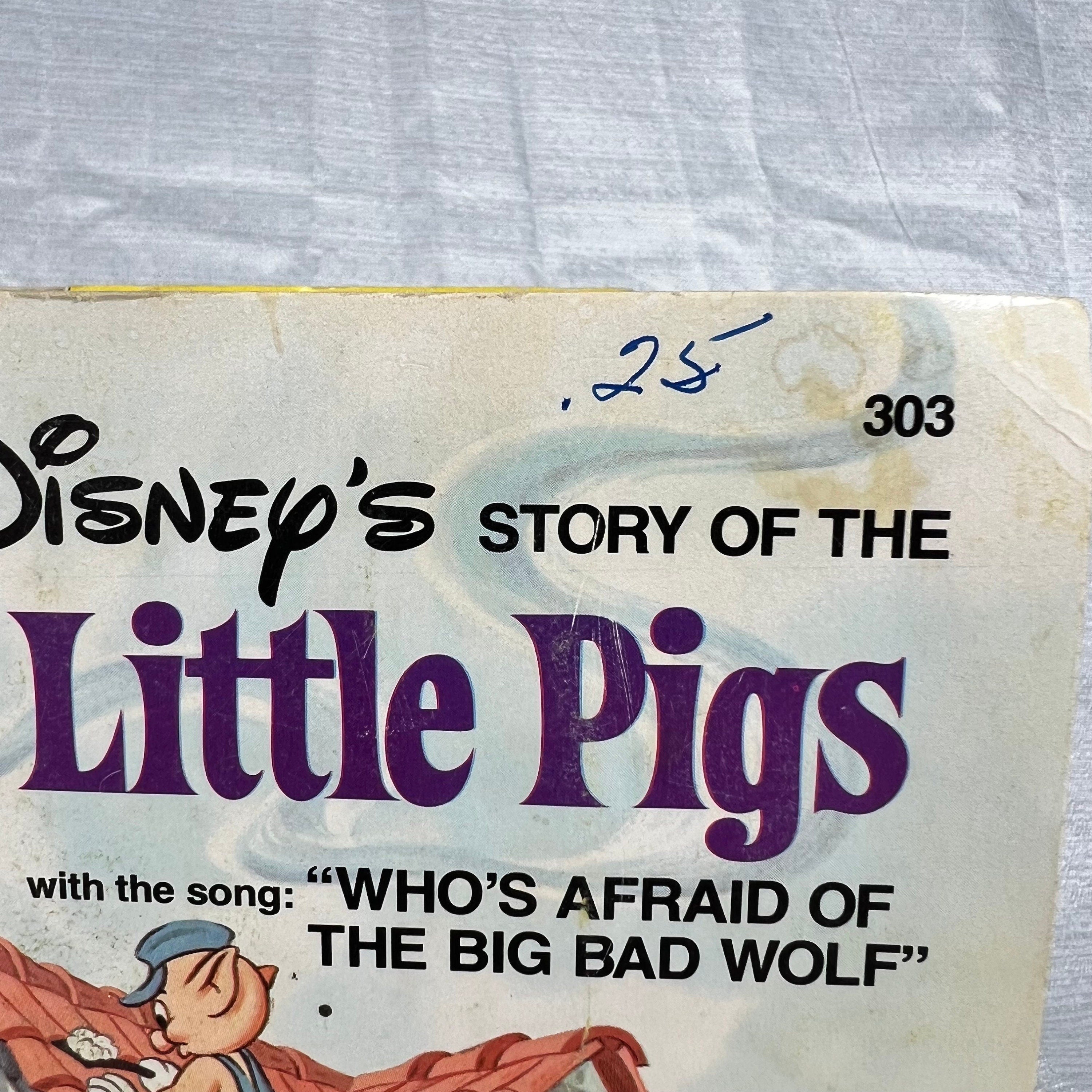 Walt Disney’s Story of The Three Little Pigs Record and Read-Along Book - tested - Kids records - vintage vinyl
